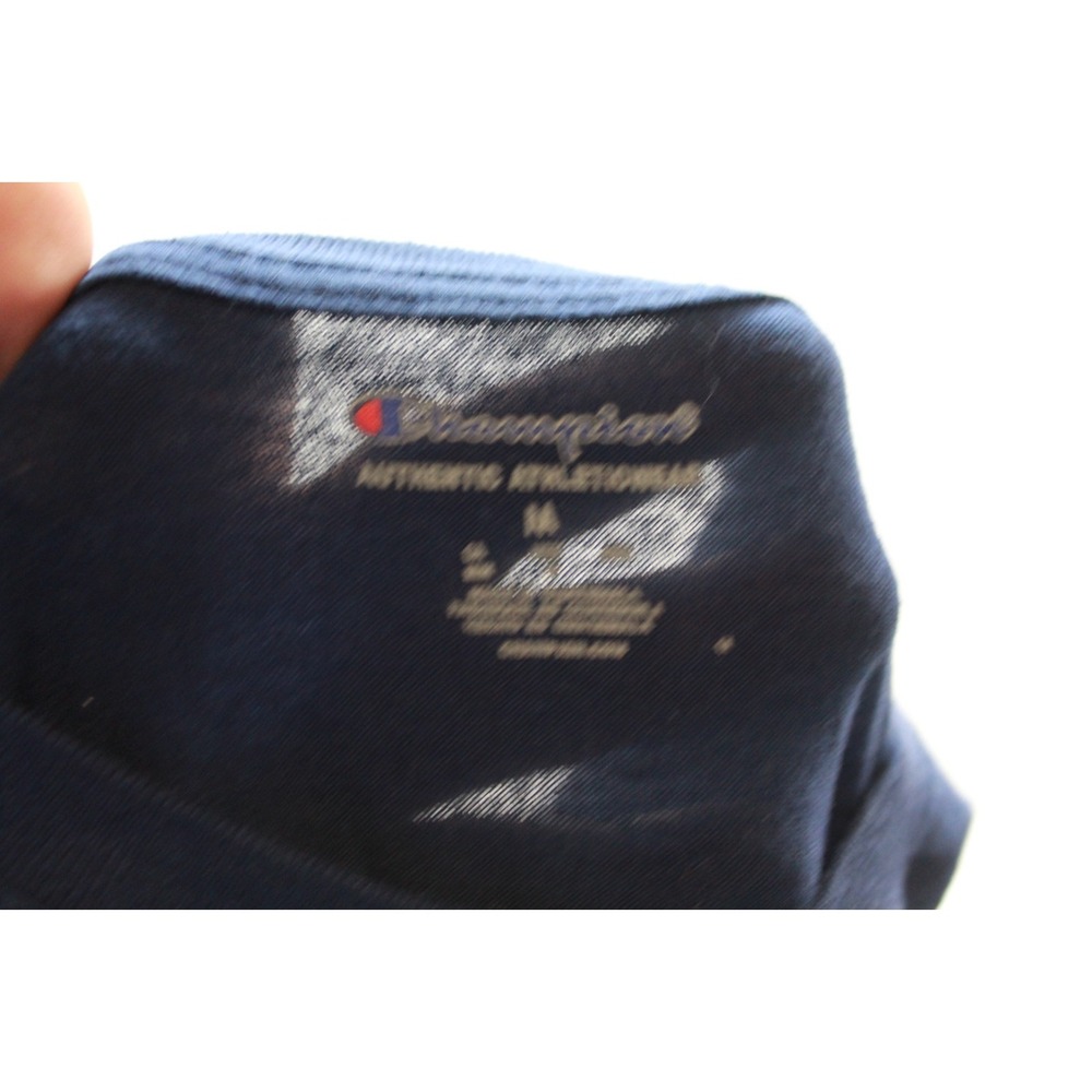Champion T-Shirt Men Size M Blue Excellent Athletic Script Logo Short Sleeve - Picture 5 of 11
